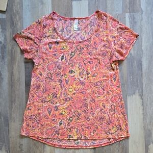 LuLaRoe Yellow and Orange Paisley Short Sleeve Top